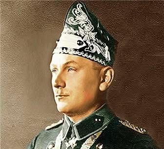 Historisches Porträt von Hans Molitor mit Zeremonienkappe im Profil