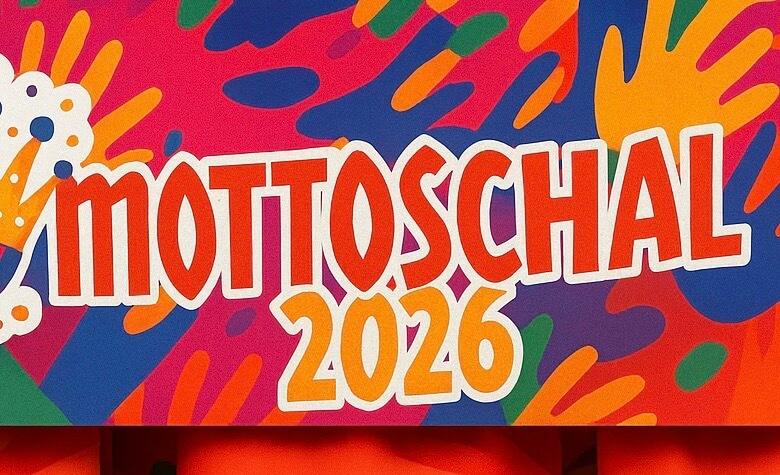 Mottoschal 2026 mit bunten Farben und kreativem Design für den Kölner Karneval.