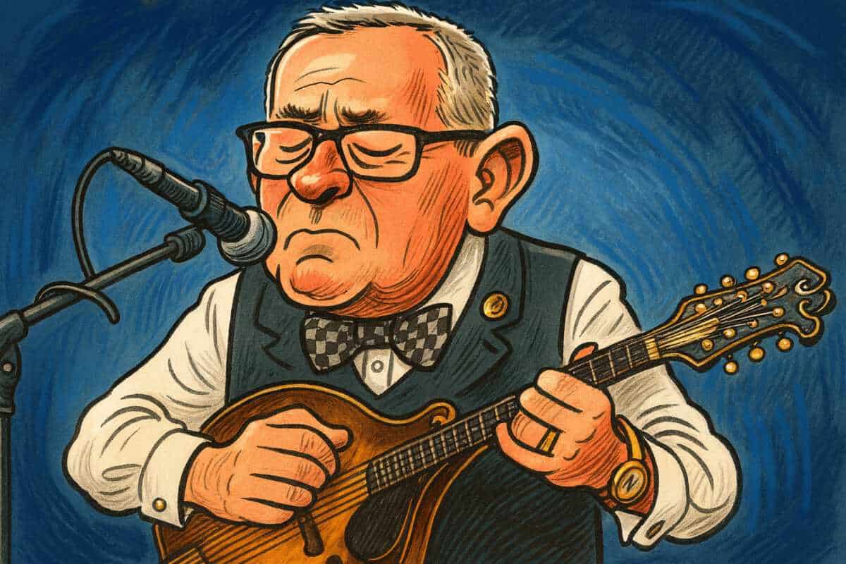 Karikatur von J.P. Weber mit Mandoline und Fliege