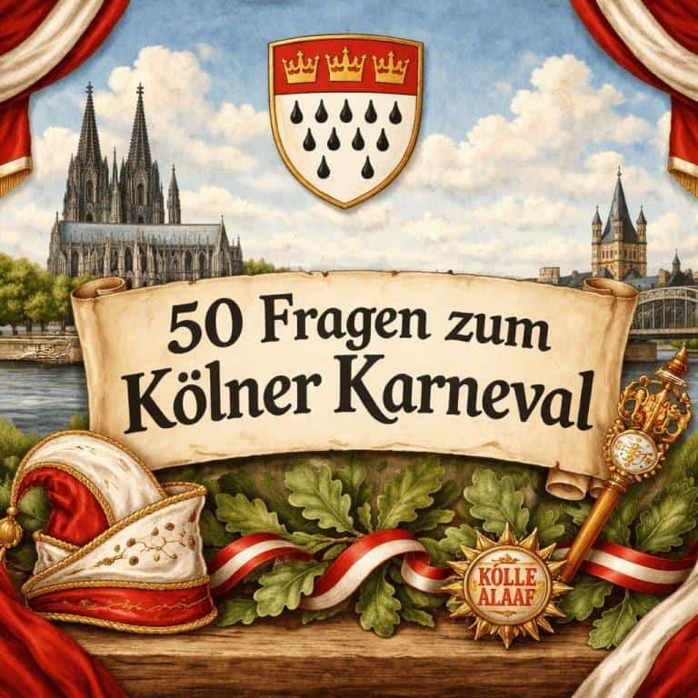 Historische Karnevals-Ikonen und Festlichkeiten in Köln.