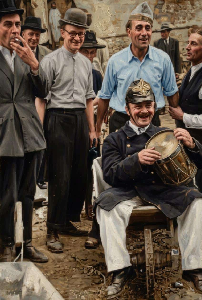 Historische Karnevalsgruppe beim traditionellen Umzug in Köln.