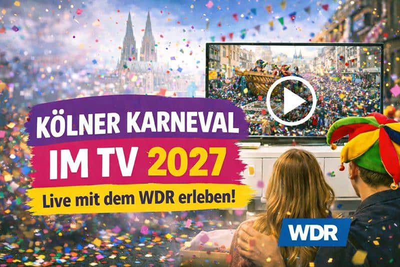 Werbegrafik „Kölner Karneval im TV 2027 – Live mit dem WDR“