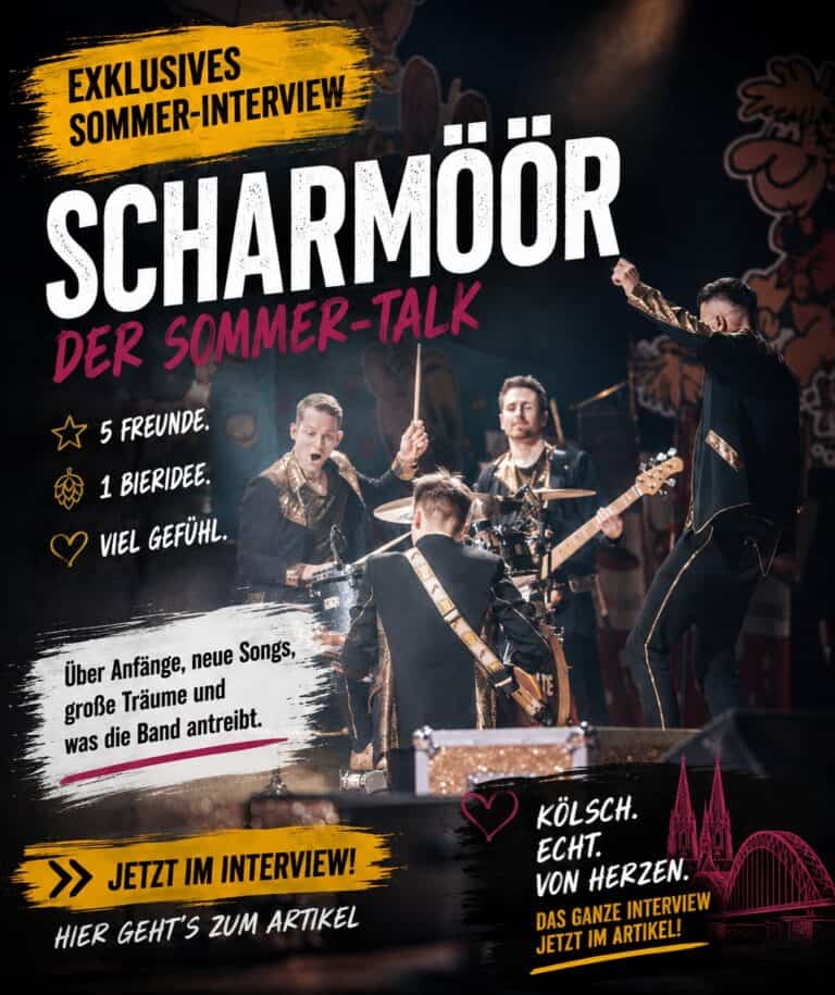 Werbegrafik für die Band Schamöör mit Bandfoto auf der Bühne