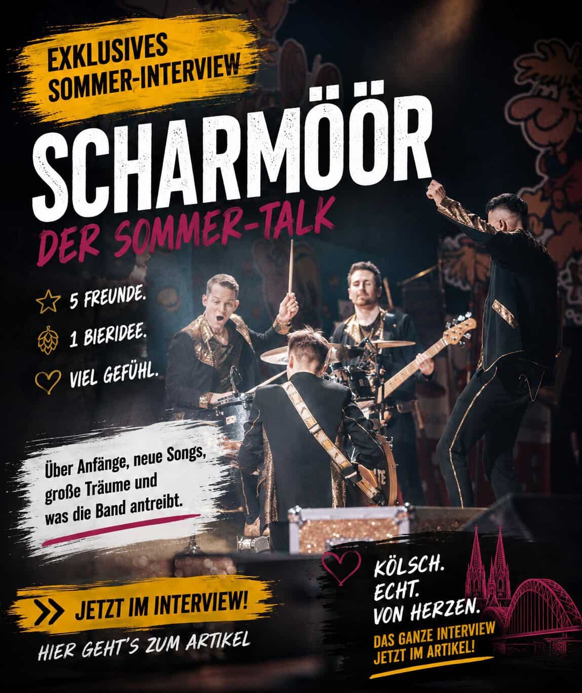 Werbegrafik für die Band Schamöör mit Bandfoto auf der Bühne