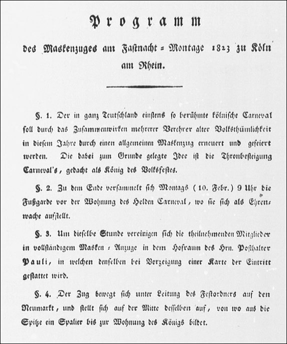 Originalprogramm des Maskenzuges von 1823
