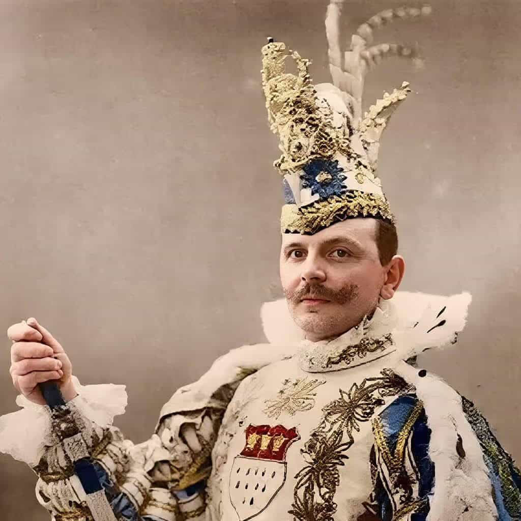 Prinz in blau-goldenen Ornat