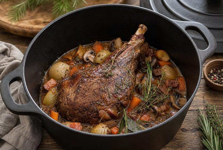 cuissot de chevreuil en cocotte en fonte