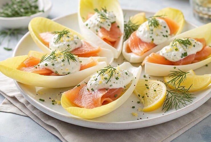 endives au saumon fumé et crème légère citronnée
