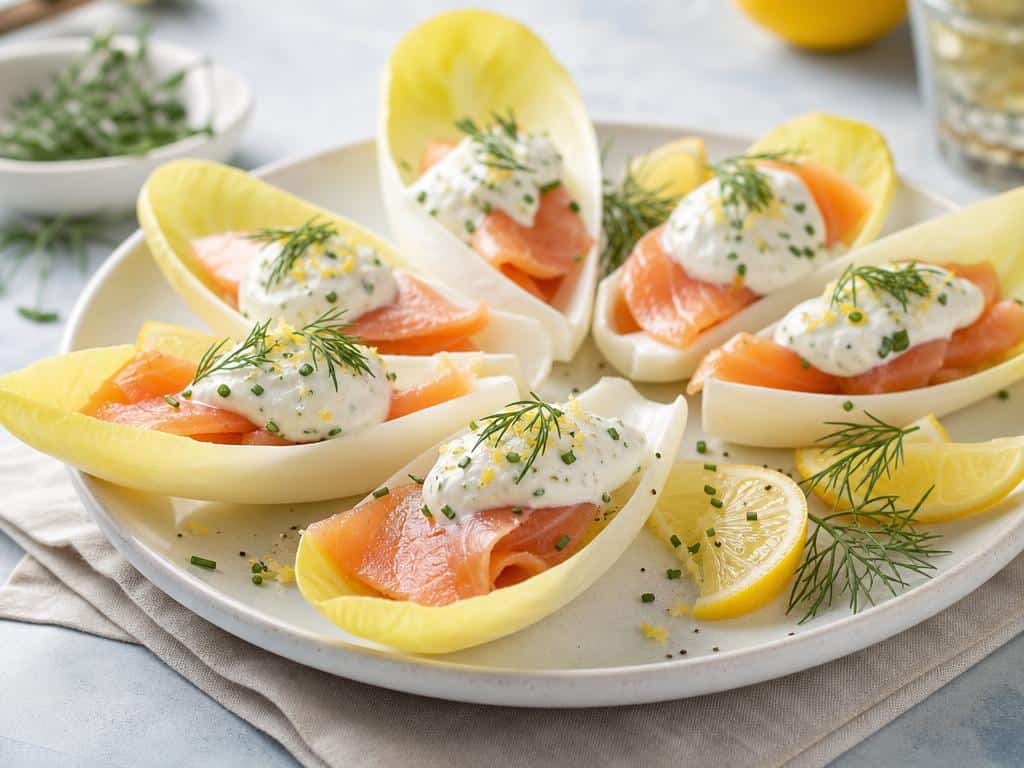 endives au saumon fumé et crème légère citronnée