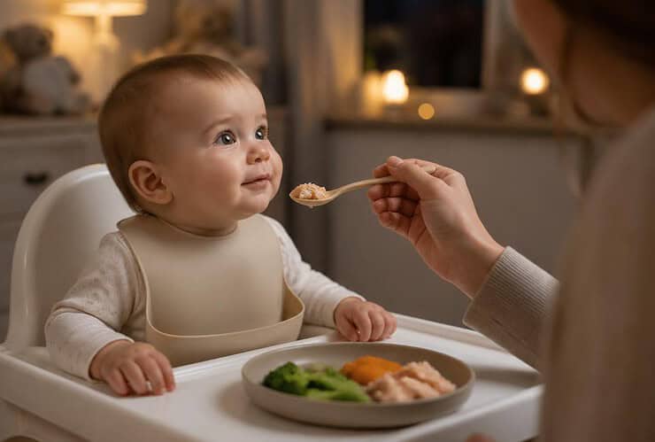 partir de quel age bebe peut il manger des proteines le soir