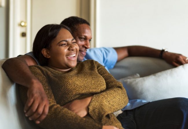 African couple having a great time together