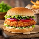 hamburger au poulet pané