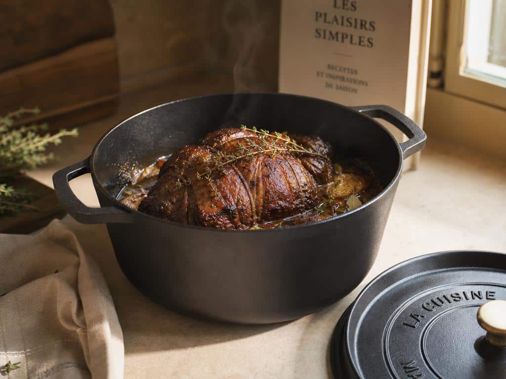 cuissot de chevreuil en cocotte en fonte au four