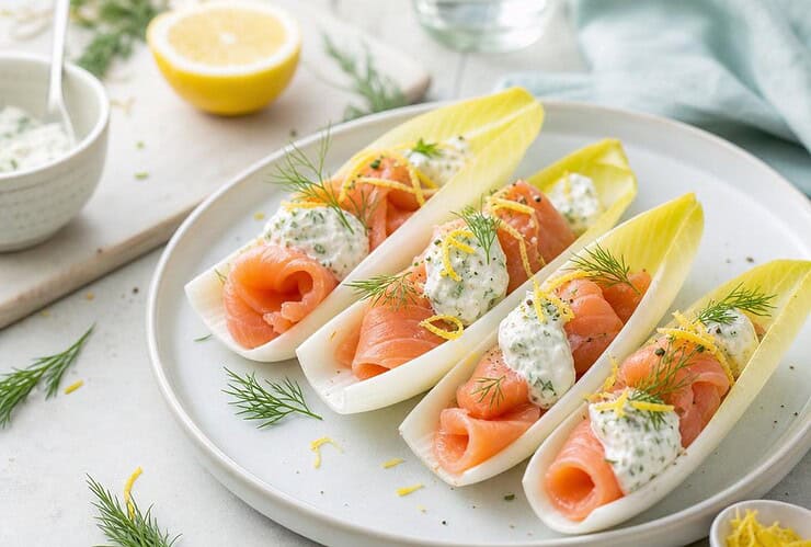endives au saumon fumé et crème légère citronnée