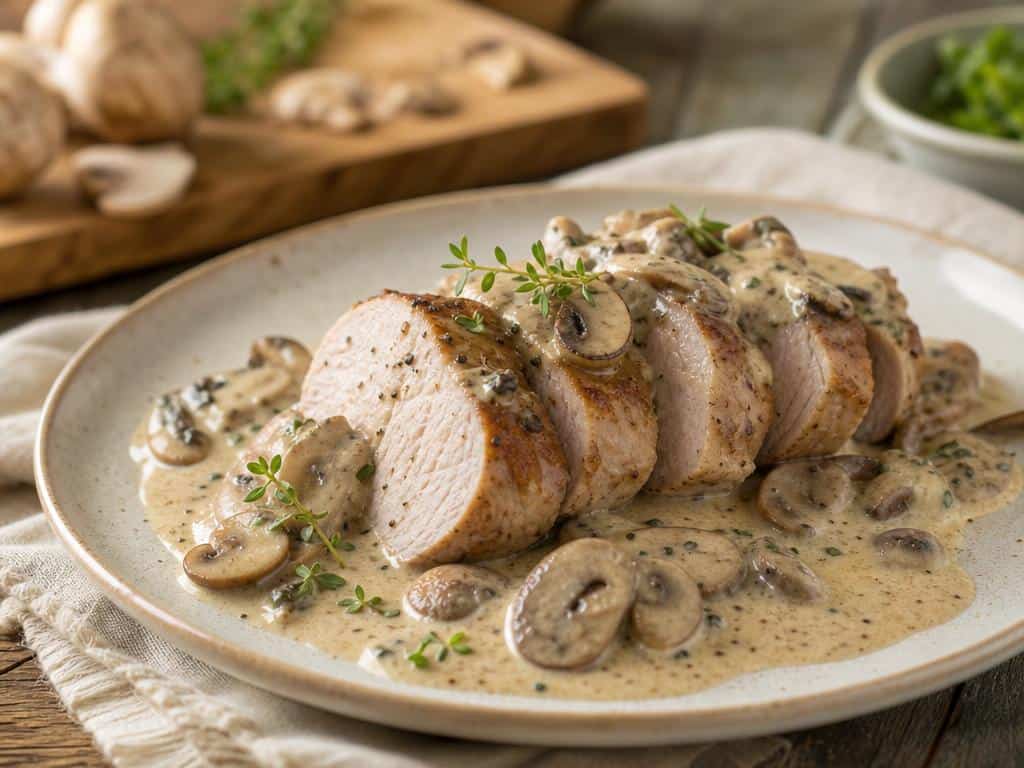 filet mignon au boursin et champignons
