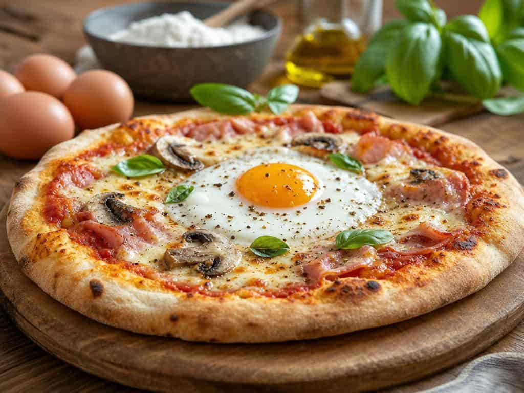 oeuf sur une pizza