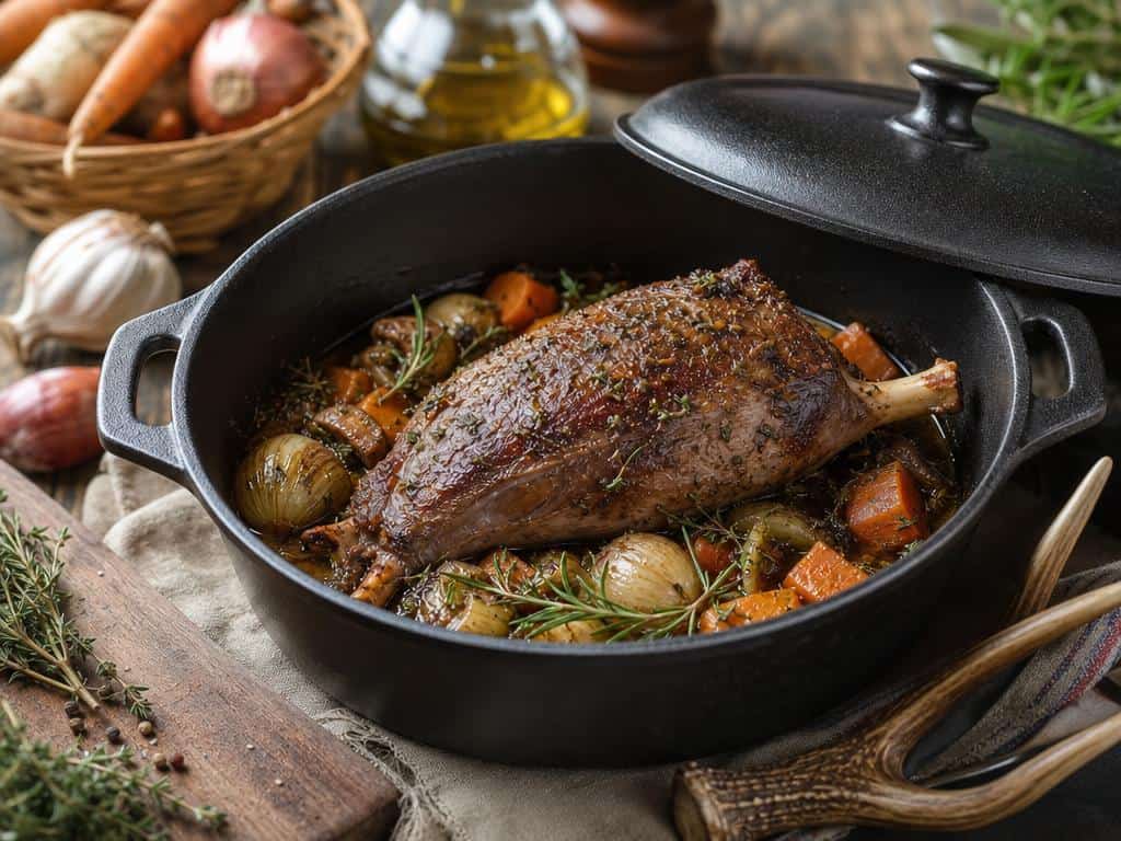 cuissot de chevreuil en cocotte en fonte