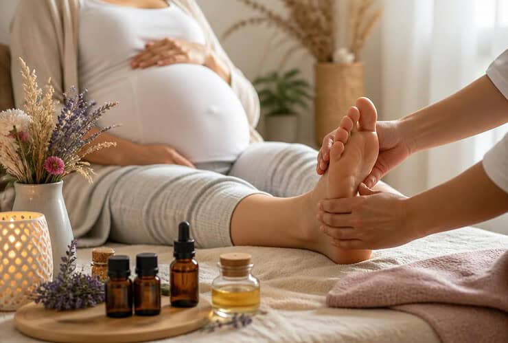 la reflexologie aromachologie pendant la grossesse et post accouchement