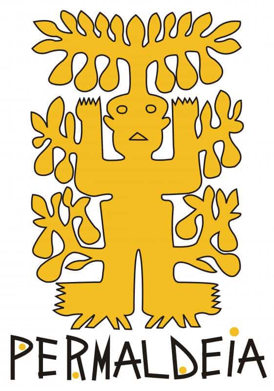 Symbolic image of Permaldeia eco-community with tree and human figure.