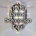 Spiritual meditation symbol with glowing light and crystal background.