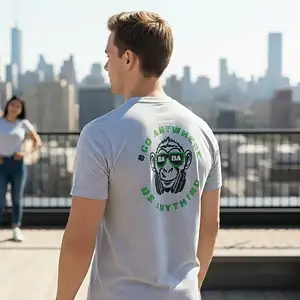 Unisex T-shirt with front and back embroidery featuring GABA Clothing logo, perfect for casual wear.