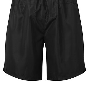 Black performance shorts with elastic waistband, ideal for sports and activewear.