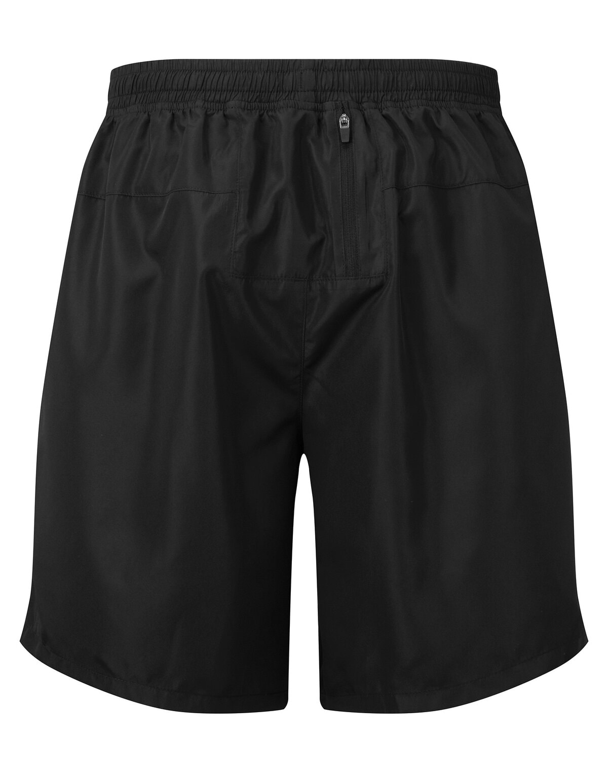 Black performance shorts with elastic waistband, ideal for sports and activewear.