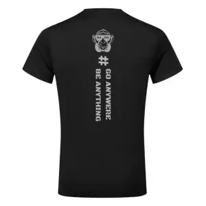 Black GABA Clothing performance T-shirt with motivational text and skull graphic.