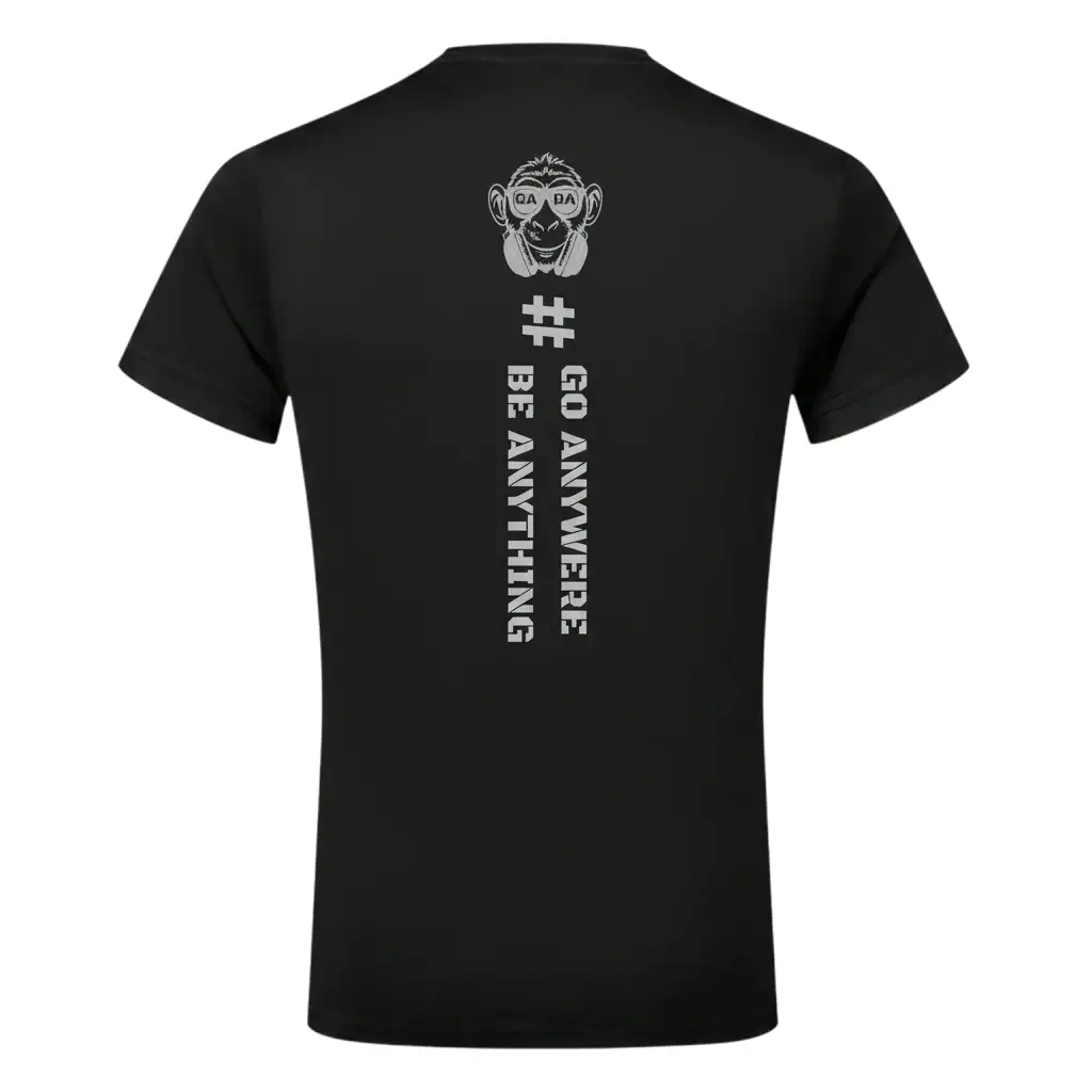 Black GABA Clothing performance T-shirt with motivational text and skull graphic.