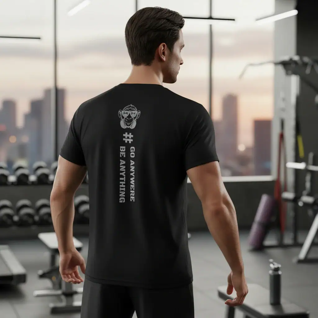 Men's black performance T-shirt with ION-Charge logo for activewear and gym workouts.