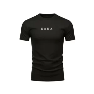 Black GABA branded T-shirt with minimalist logo, perfect for casual wear.