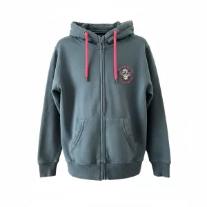 GABA Heavyweight Hoodie in grey with pink drawstrings, perfect for casual wear.
