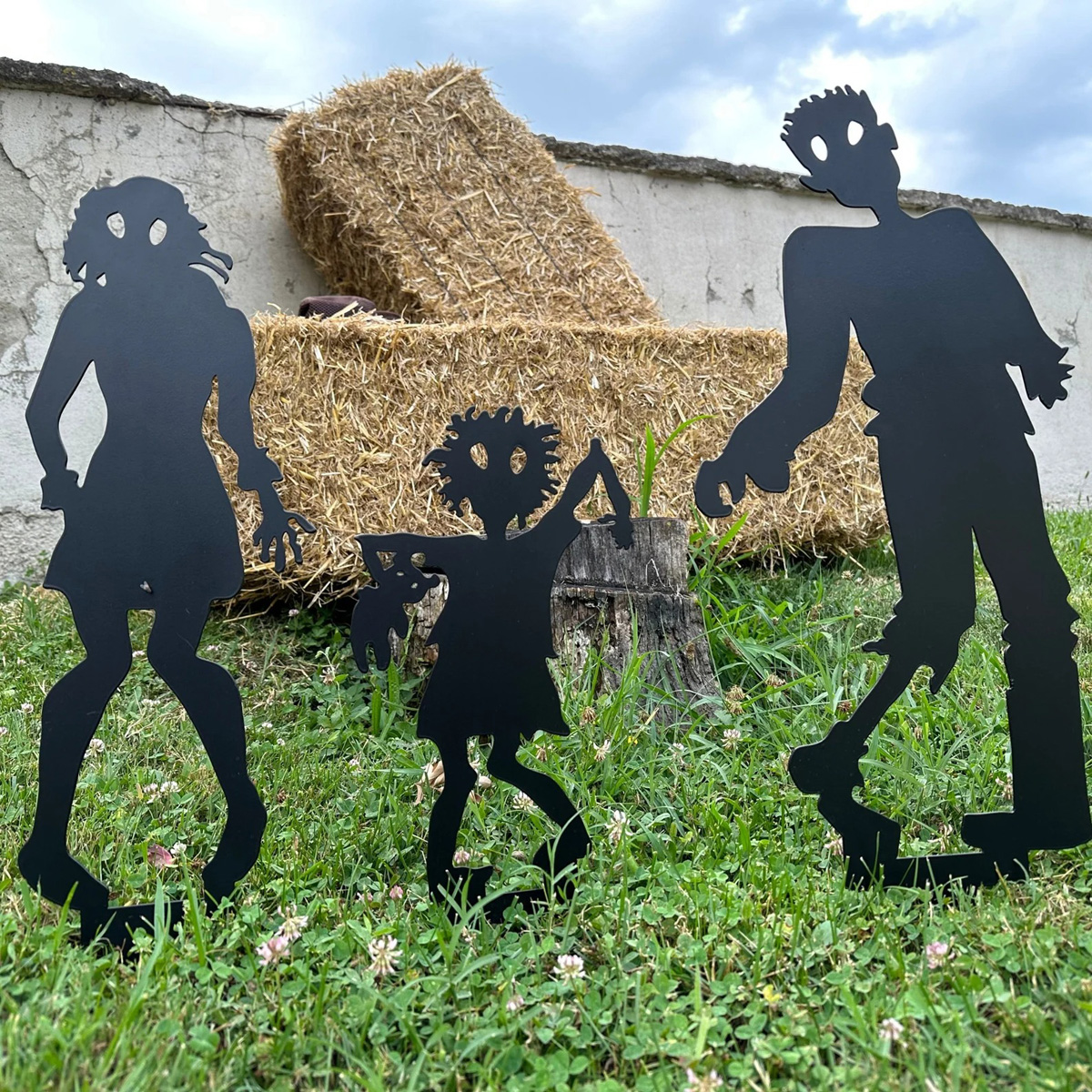 zombie family metal garden stakes