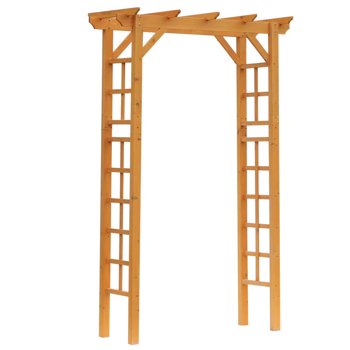 Outsunny Garden Arbor Arch Trellis 7 ft Wood with Natural Fir Side Panel for Climbing Vines Outdoor Orange | Aosom.com