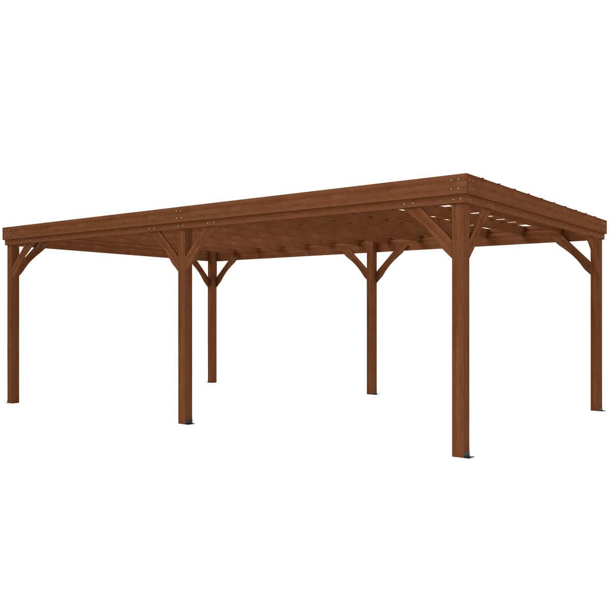 Outsunny 12' x 20' Outdoor Wooden Pergola, Grape Vine Gazebo with Concrete Anchors for Garden, Patio, Backyard, Deck, Brown