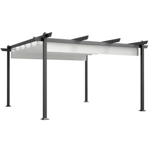 Outsunny 13' x 13' Aluminum Retractable Pergola Canopy, Outdoor Pergola for Garden, Patio, Backyard, Deck, White