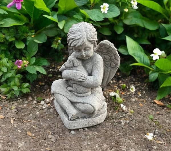concrete_boy_angel_puppy_1 concrete angel boy with puppy