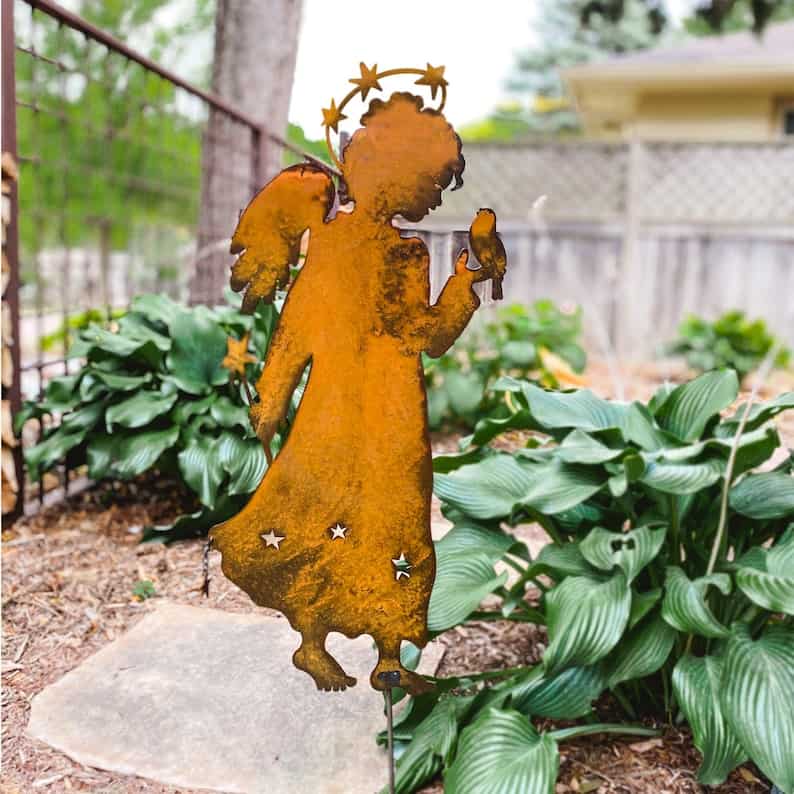 rusted_angel_garden_stake rusted angel garden stake