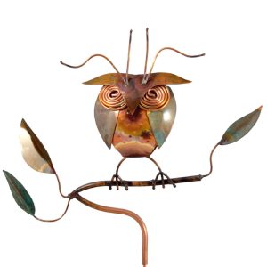 copper owl garden stake