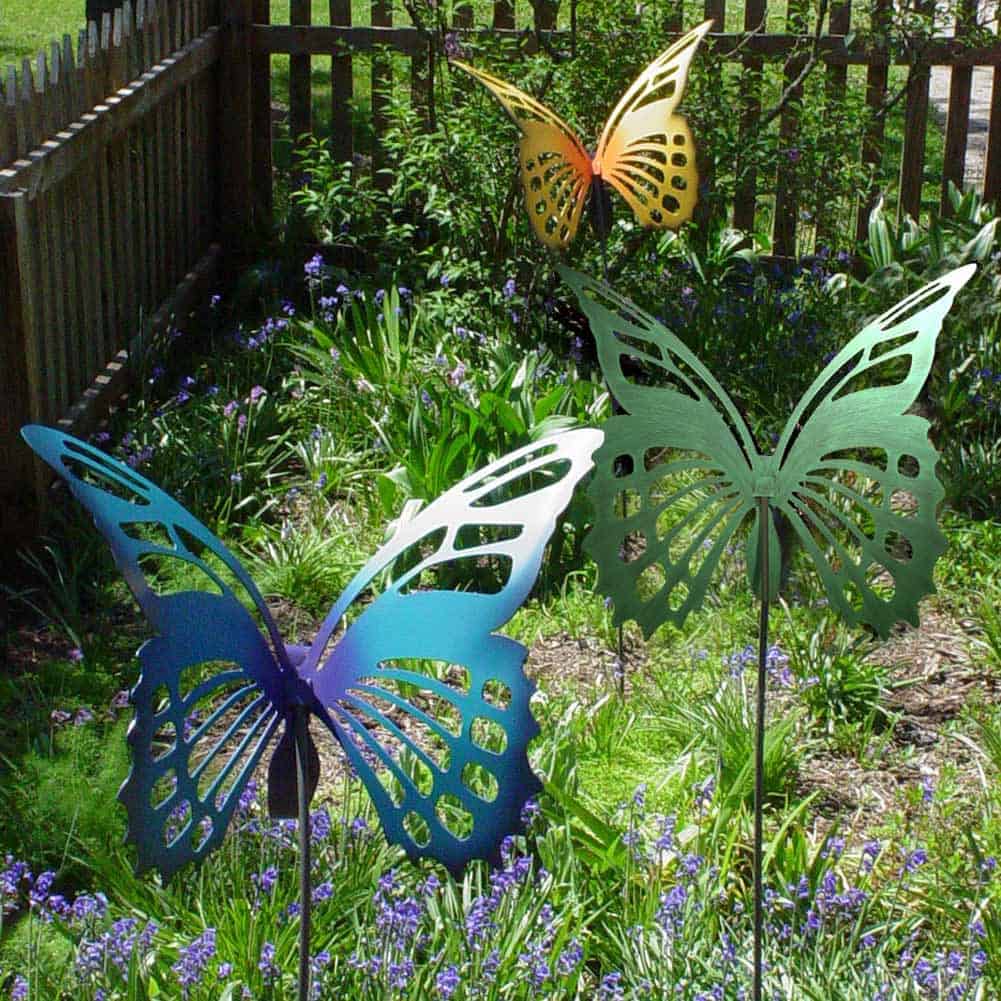 3 giant butterfly garden stakes