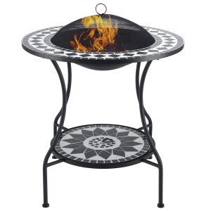 Outsunny Round Outdoor Fire Pit 30 Inch Wood Burning with Spark Screen for Garden Backyard | Aosom.com