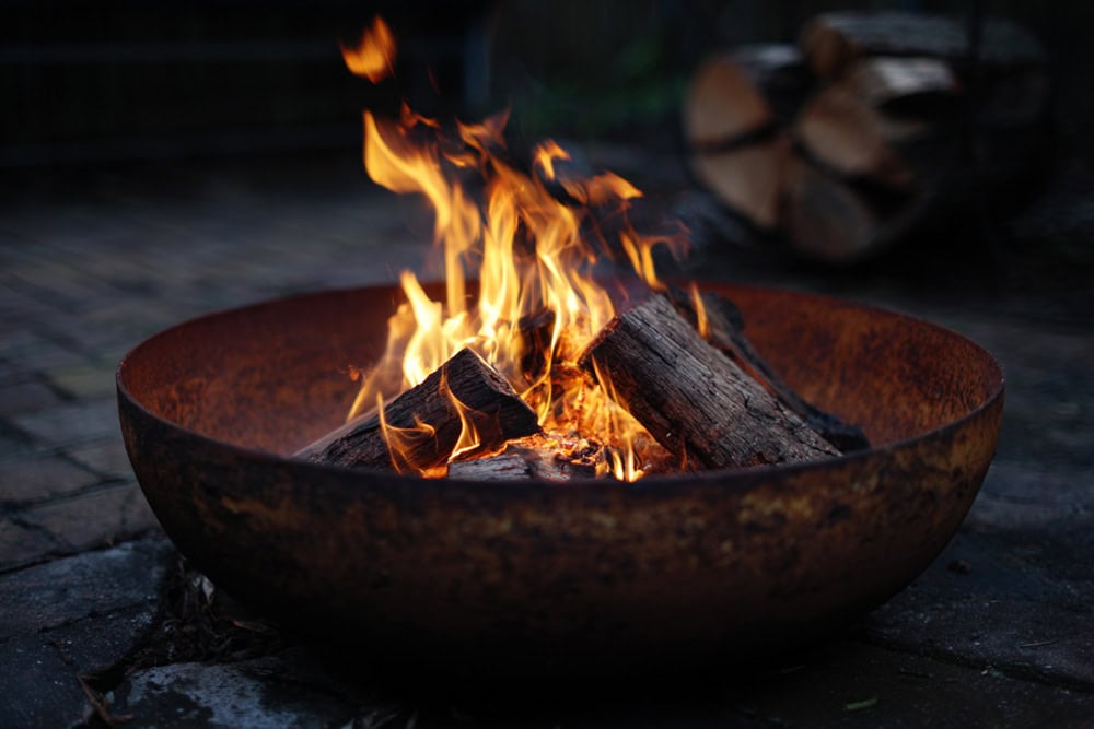 rusted metal fire pit