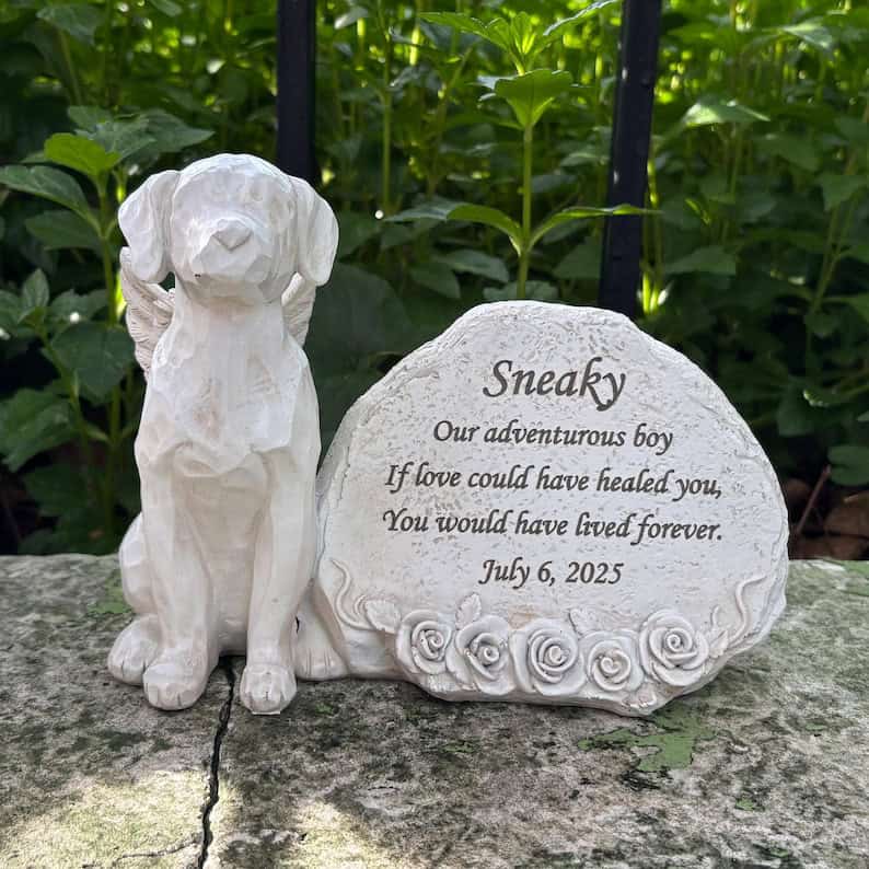 angel dog memorial statue