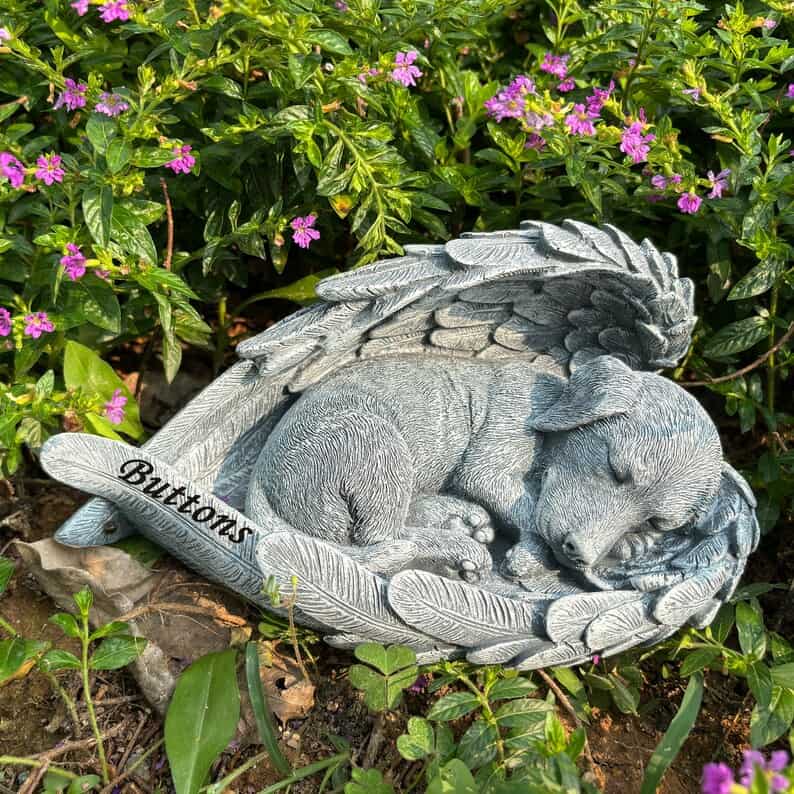 angel dog memorial statue