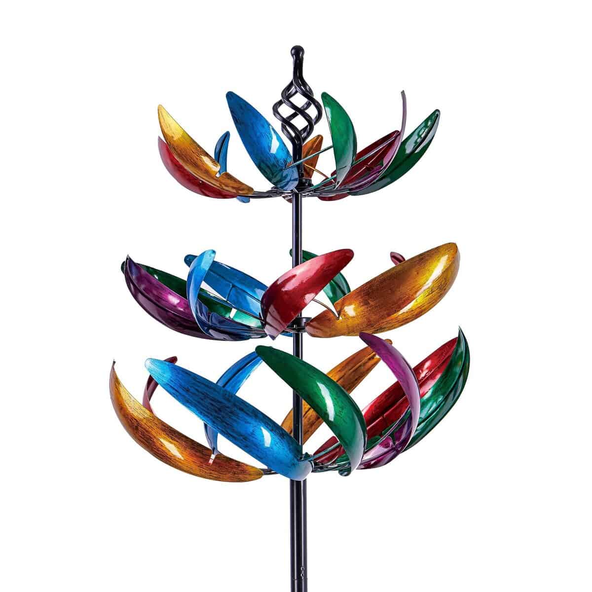 84"H Three Tiered Wind Spinner, Multi-Colored