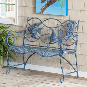 Blue Tropical Fish Metal Bench