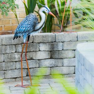 Grey Heron Metal Garden Statue, 33"H