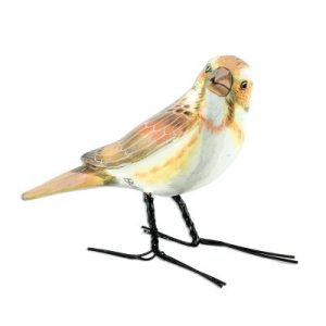 Guatemala Handcrafted Ceramic Rustic Bunting Bird Figurine