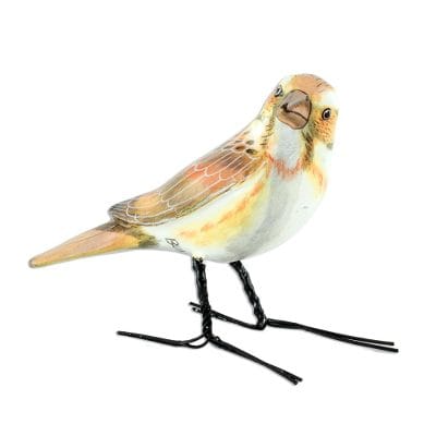 Guatemala Handcrafted Ceramic Rustic Bunting Bird Figurine