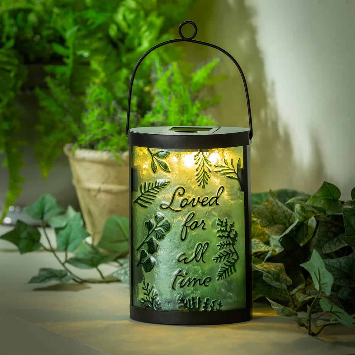 Memorial Outdoor Lamp & Lighting, Memorial Fern Hand Painted Solar Lantern